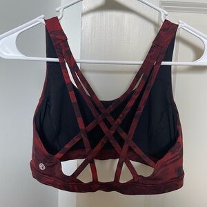 Red and black lululemon bra